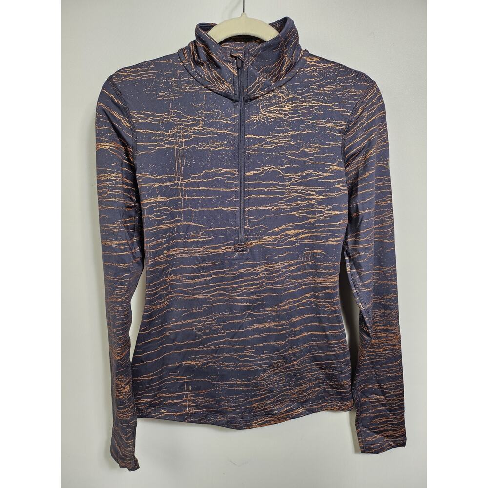 Nike Women's Pro DriFit Half Zip Pullover Activewear Top BlueCopper Size S